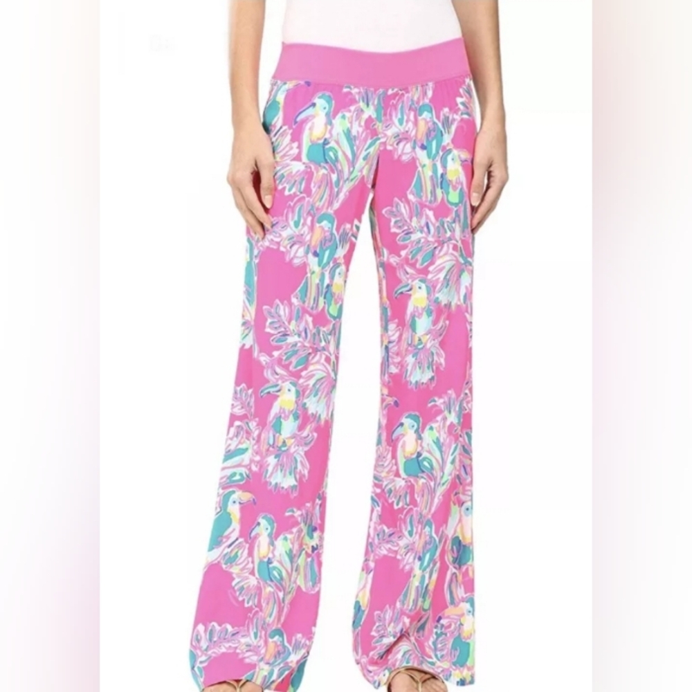NWT Lilly Pulitzer Size XL Seaside Beach Pant Pink Dragonfruit Toucan Can
